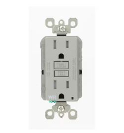 15 Amp 125-Volt Duplex Self-Test Tamper Resistant/Weather Resistant GFCI Outlet, Gray GFWT1-KGY