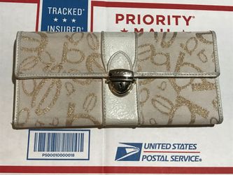 Cream and Gold Monogram Continental Wallet