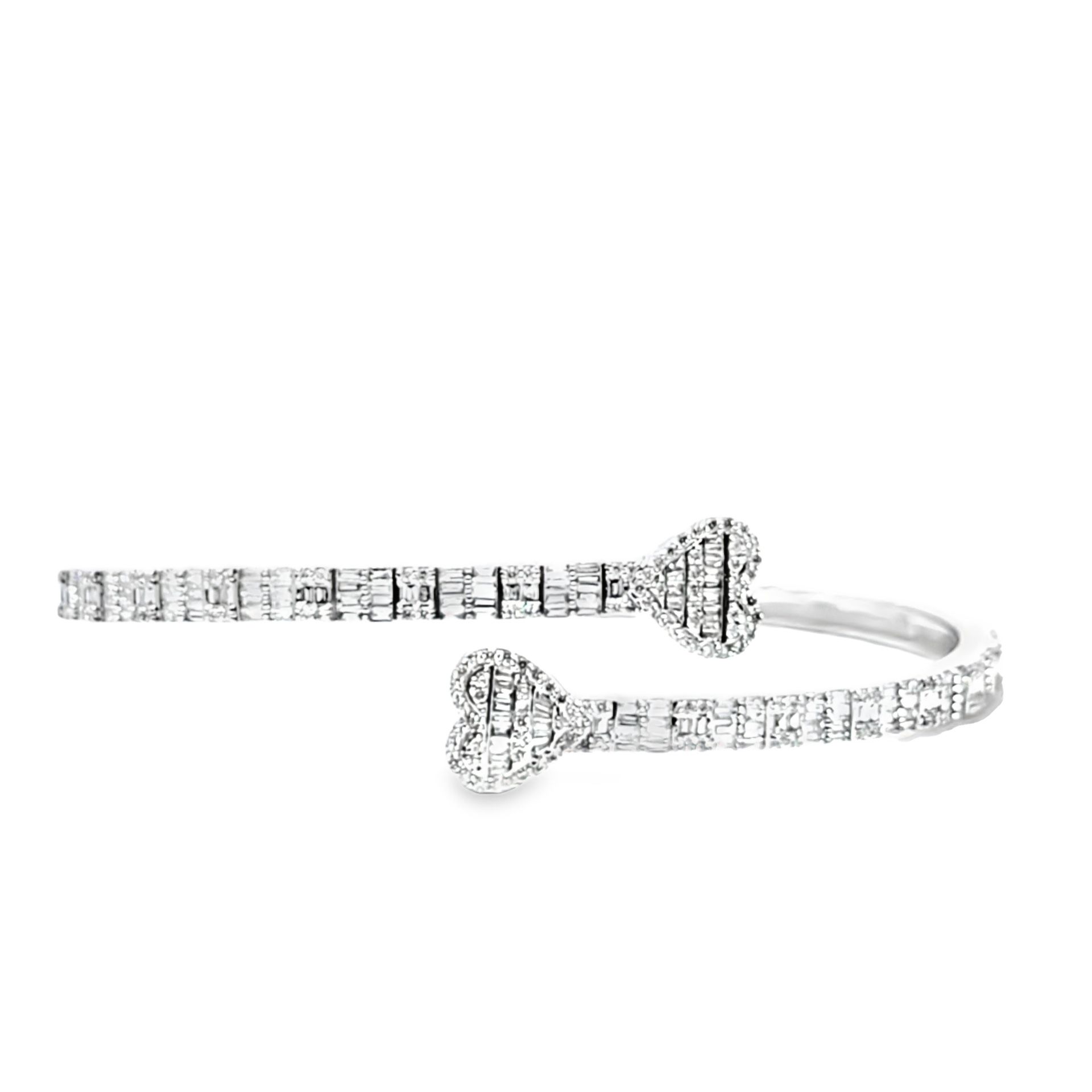 Double Heart Bangle in 10K Gold and1.41 CTW Diamonds