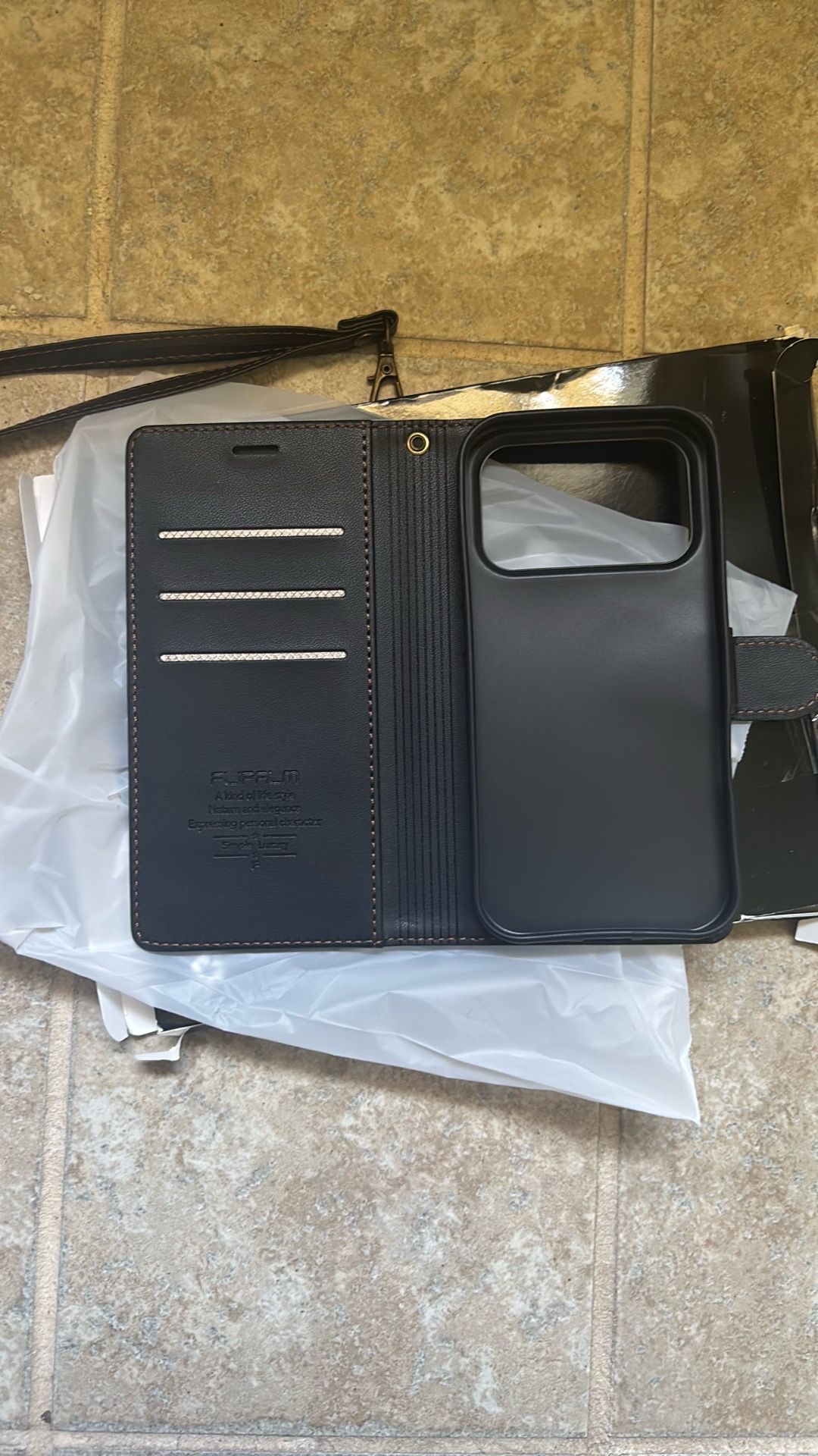 New iPhone 17 Pro Wallet Case Flip Cover Card Holder Black