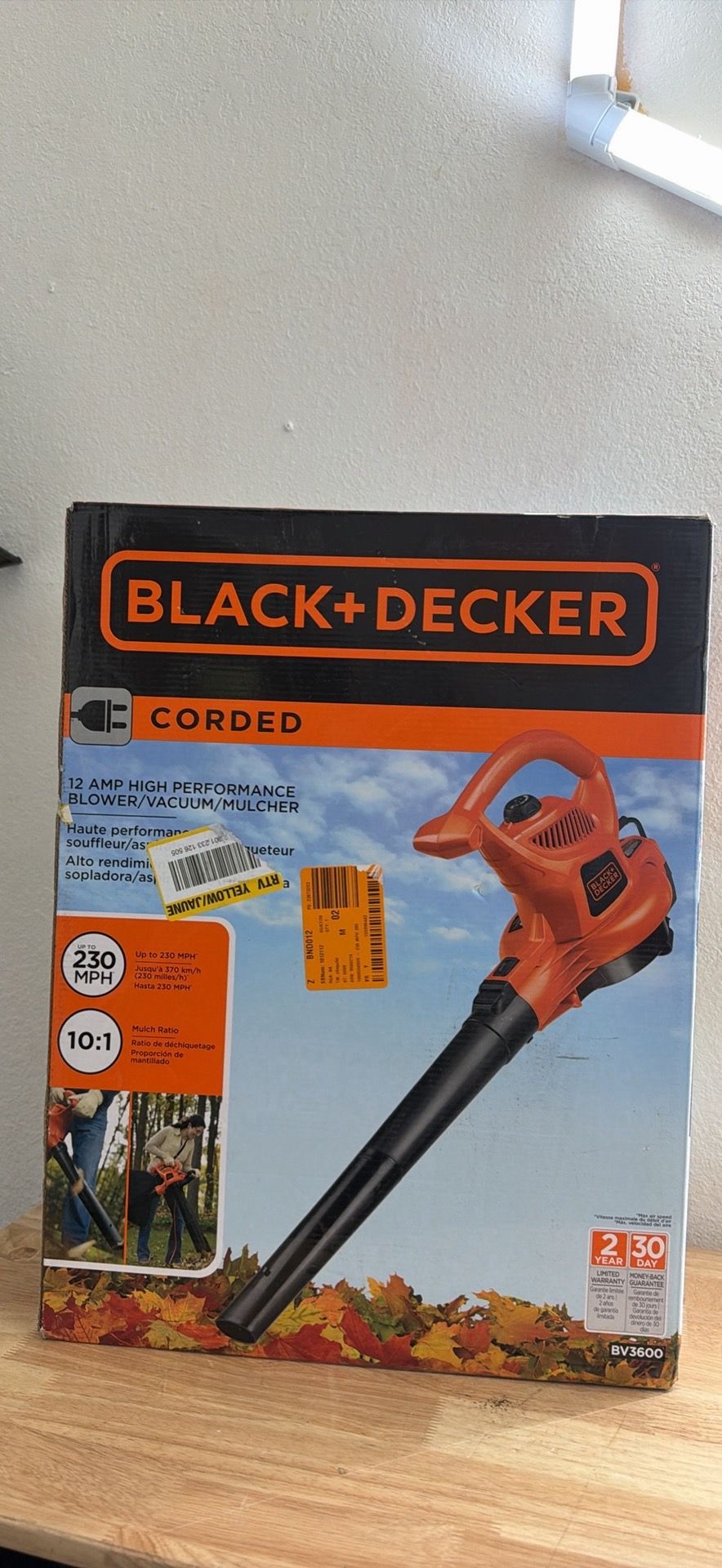 12 AMP 230 MPH 385 CFM Corded Electric 3-In-1 Handheld Leaf Blower, Vacuum & Mulcher with Tool Free Switchover