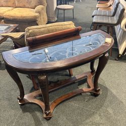 Console Table - Half Moon Tuscany Style W/ Glass Top - SKU: 4S9A2H