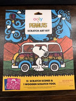 Peanuts Scratch Art Kit - 12 Scratch Scenes and 1 wooden tool