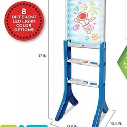 LED Artist Easel with Removable Glow-in-The-Dark Portable Tablet Blue