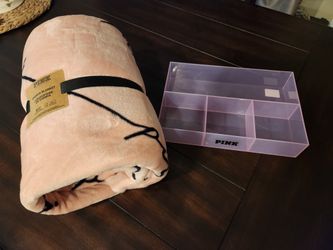 Victoria Secret Pink Blanket with Makeup Organizer