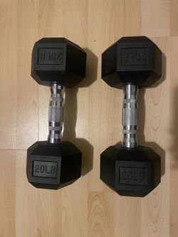 20 LB Rubber Hex Dumbbells Pair