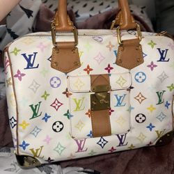 LV Takashi Murakami Multi- Color Blanc Speedy 30
