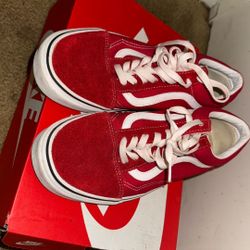 Vans Size- 9.5 Red And White 