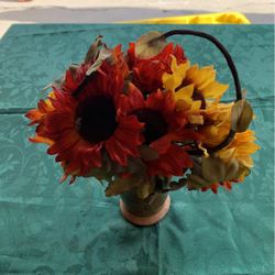 Set Of TwoRustic pot with fake flowers