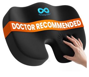 Everlasting Comfort Doctor Recommended Memory Foam Seat Cushion for Office Chairs & Car - Ergonomic Office Desk Accessories - Cushions for Tailbone