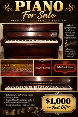 Schafer & Sons Upright Piano