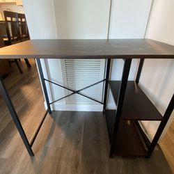 Dark Wood Computer Desk with 2 Shelves