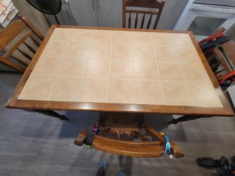 Wood Dining Table with Tile Top