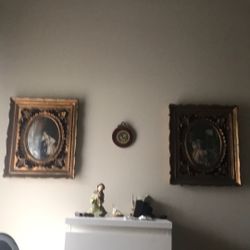 Two large and one small Italian painting with woodwork