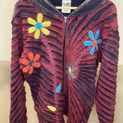 boho bohemian funky patchwork vintage zip jacket distressed washed rare