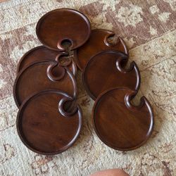 Wood Appetizer /wine Plates (7)