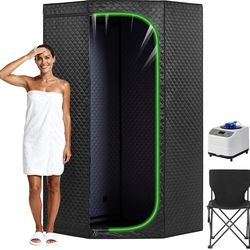 Steam Sauna Tent for Home with Transparent Door, Portable Indoor Sauna with Powerful Steam Heating, Foldable Personal Spa for Relaxation (Single Penta