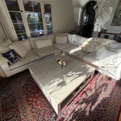 West Elm 3-Piece Harmony Couch  - 118x118x40 - white performance coastal linen