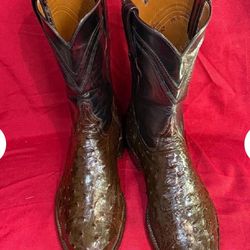 Lucchese The Augustus Ostrich Roper Black Cherry 9 1/2