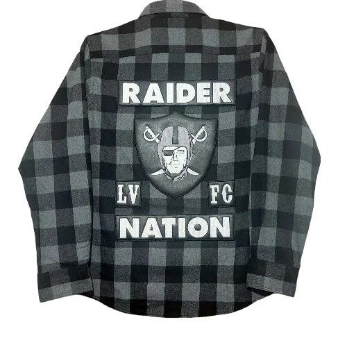 Custom Las Vegas Raiders Raider Nation Football Club Motorcycle Patch Style Flannel
