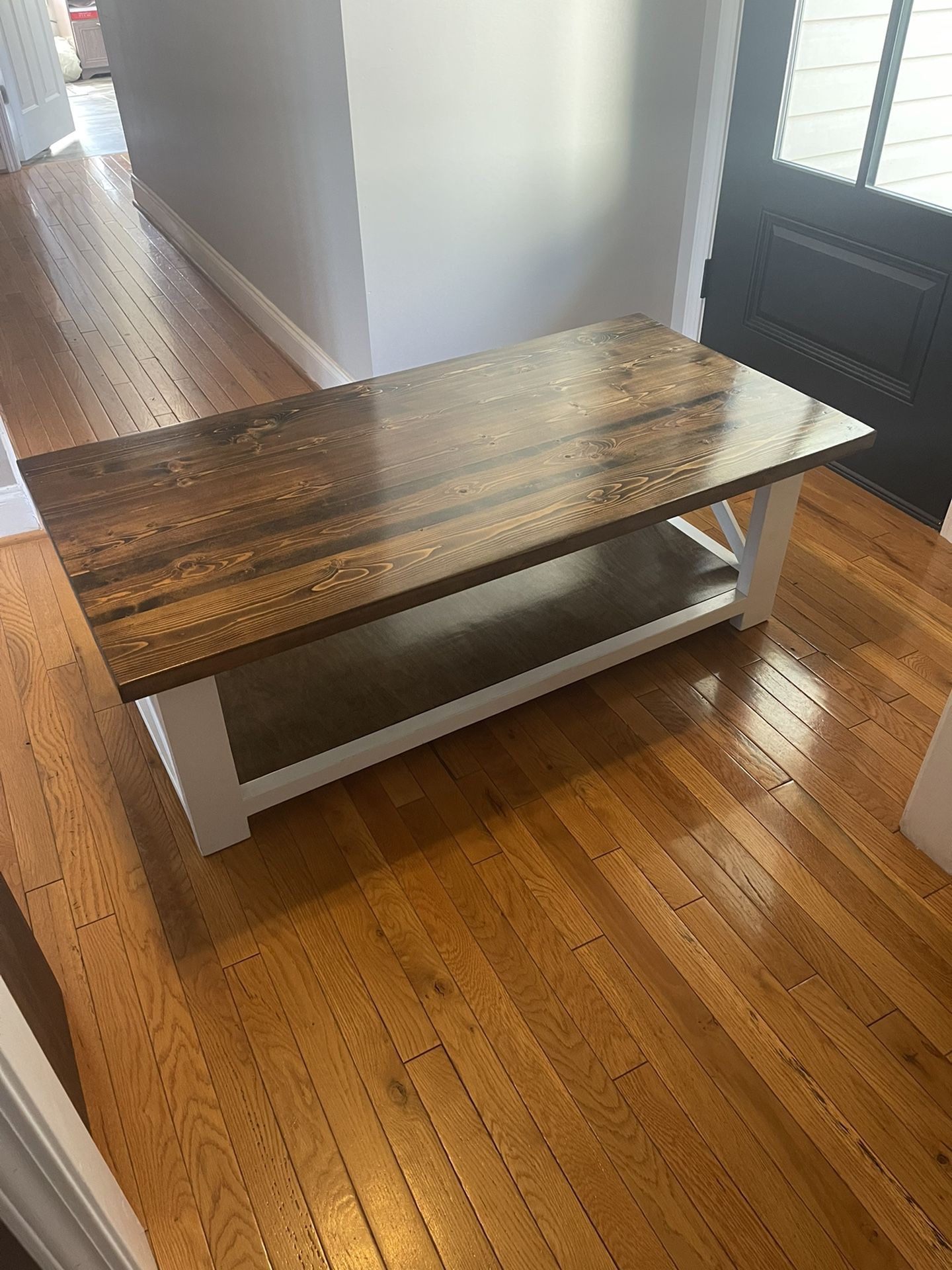 Coffee Table real Wood stained and finished  52” wide 26-1/2” deep 18-1/8” tall