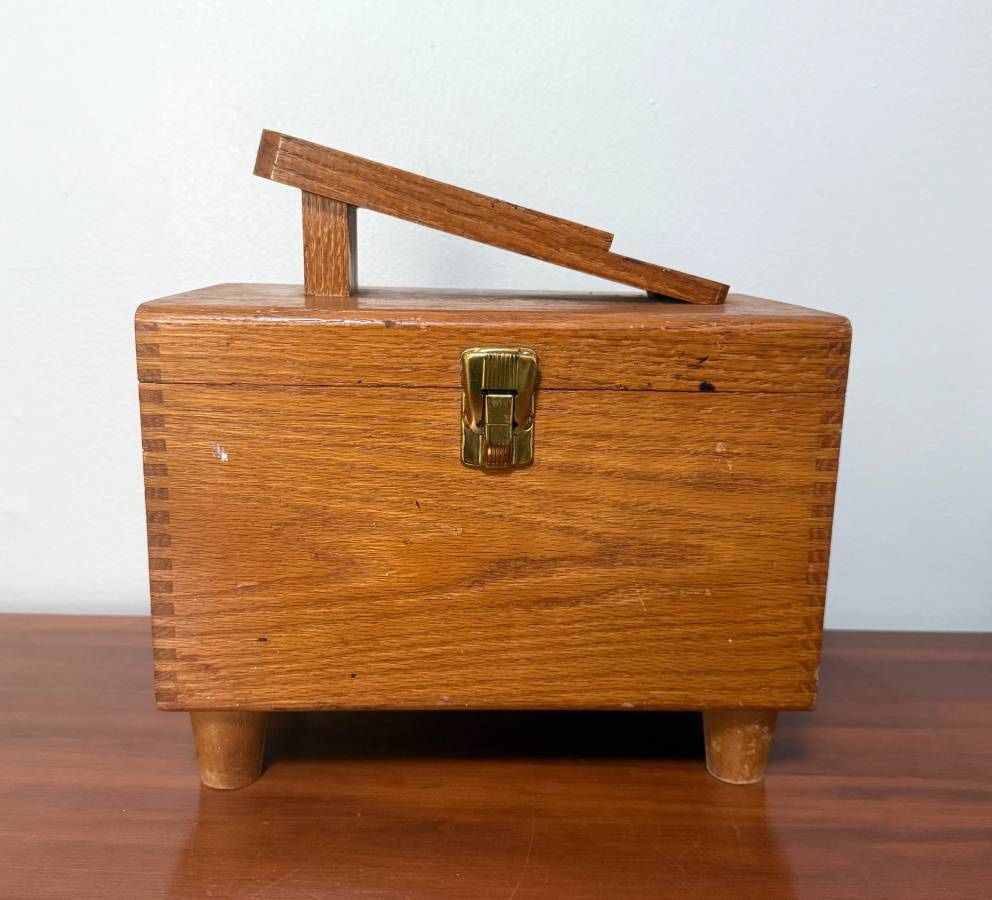Vintage Wood Shoe Shine Care Butler Box