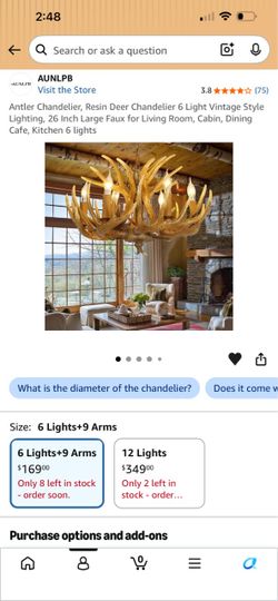 8 bulb resin antler chandelier