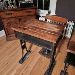 Antique School Desk And Chair 