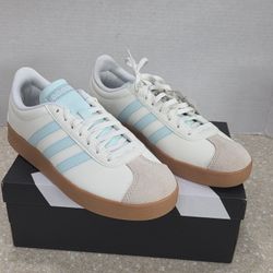 Adidas VL Court Base White Turquoise Grey Shoes JI1767 Women's Size 8 NIB - New