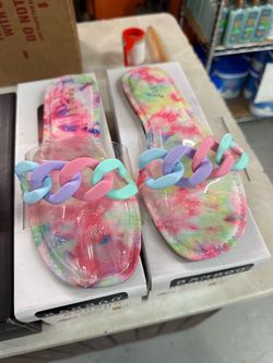 Bamboo Tie-Dye Chain Strap Flat Sandals