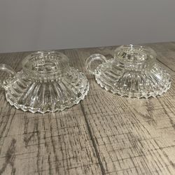 Vintage Glass Candle Holders 