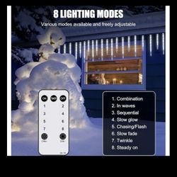 Icicle Lights Outdoor 29.42ft Remote 20 Tubes LED Icicle  White party No Clips