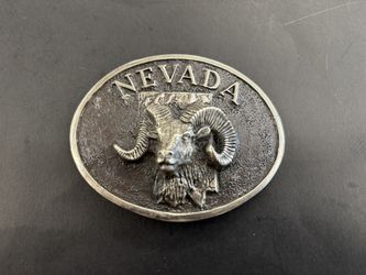 Silver Neveda State Ram Belt Buckle