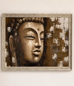 Large Framed wooden Buddha Canvas Wall