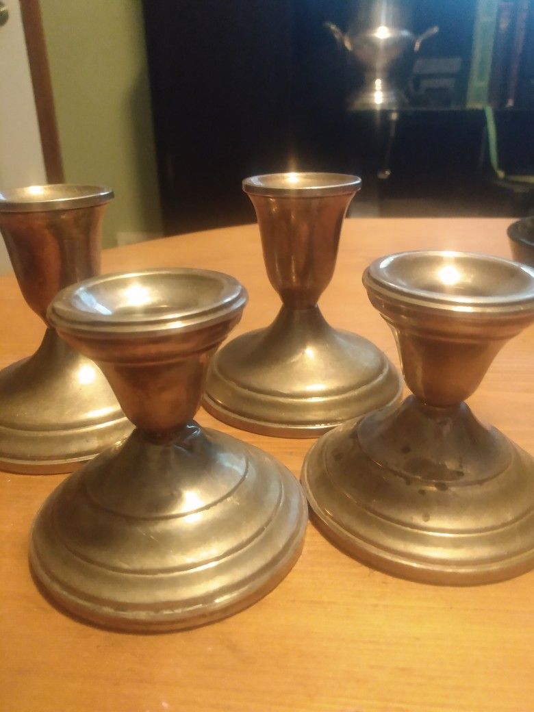 4 STERLING Silver Candle Holders