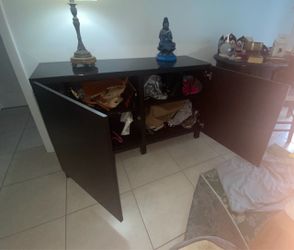 Dark Brown Wood Sideboard Credenza
