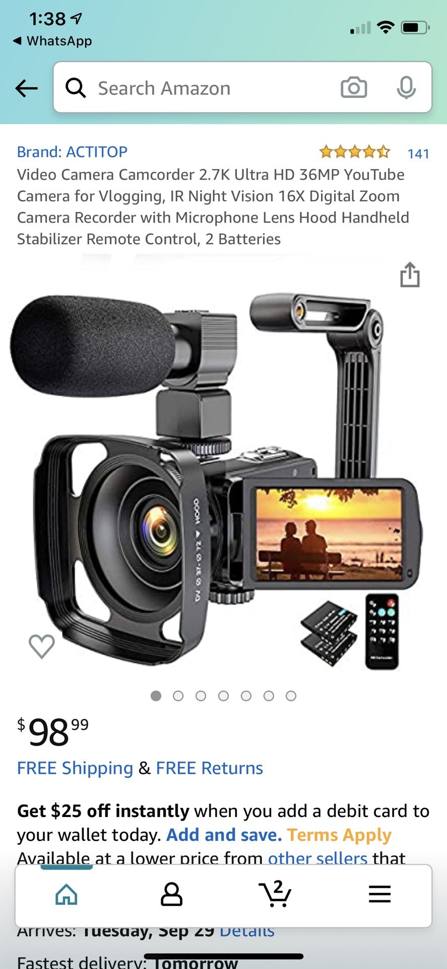 Video Camera Camcorder 2.7K Ultra HD 36MP