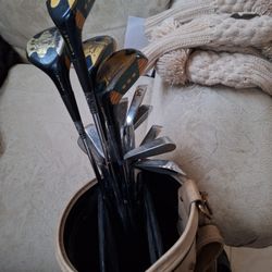 Vintage Women's Golf Club Set With Leather Bag