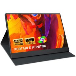 15.6 Inch 1080P Laptop Monitor Extender Gaming Monitor with Premium Smart Cover & Speakers External Travel Monitor for Laptop PC Mac Phone PS4 Xbox Sw