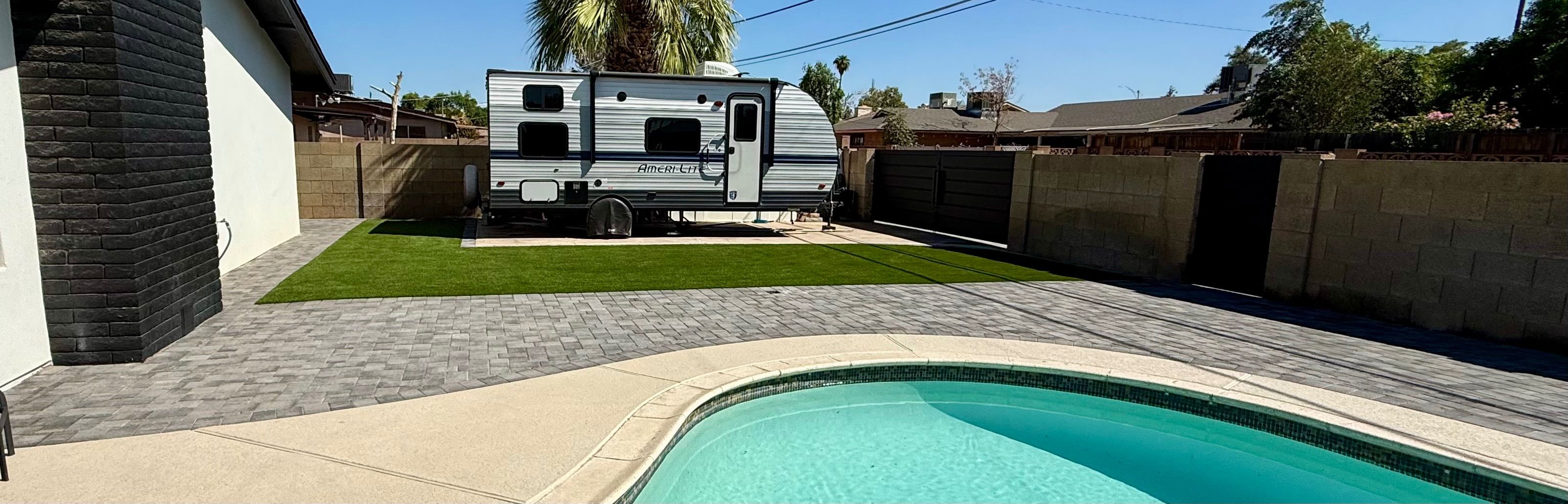 Turf, Pavers, Fire-pits, Putting Greens, BBQs, Wall, Travertine, Full Remodels