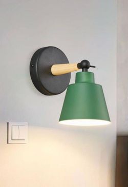 Home Light Wall Sconce 2-Pack 4.72 in. Green with Lamp Shade Modern Industrial Smart Home Adjustable Head
