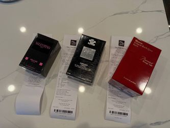 Valentino Born in Roma Intense, Creed Aventus, and MFK Baccarat Rouge 540 Fragrances