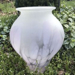 X-Large Frosted Pink Glass Flower Vase 