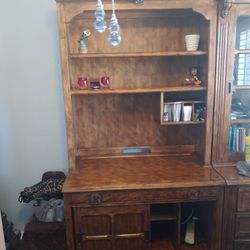All Wood 2 Pc Shelve And Desk For Computer And Storage