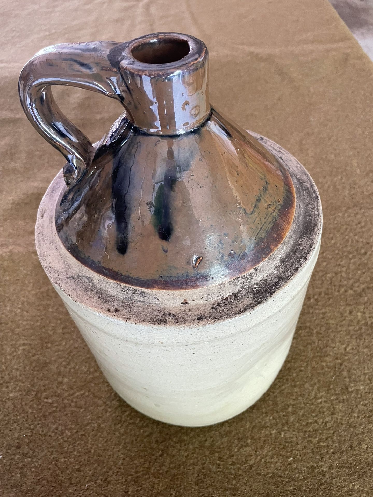 Antique Whisk Glazed Jug Black/brown