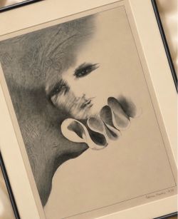 LARGE Vintage 1978 Original Fine Art Sketch Pierrot Drawing Signed PATRICIA MORRIS Framed Townsend von Helmar Nielsen Custom Frame 20x27” HILLCREST