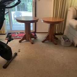 Two Wood End Tables 