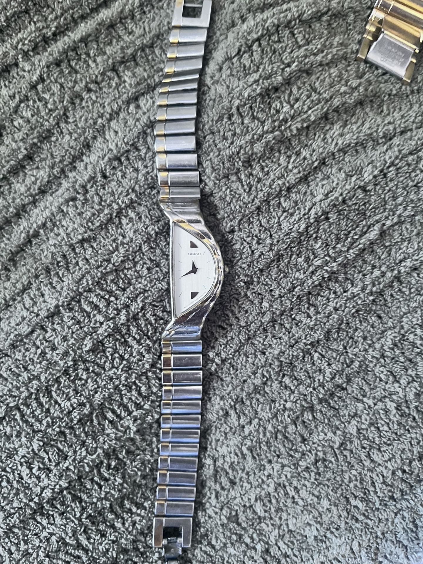 Vintage Half moon Silver And Gold Seiko Watch