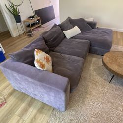 Modern Low-Profile Grey Sectional Couch – 115” Wide, Great Condition
