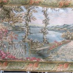 Vintage French Decorative Wall Hanging Tapestry 82"X36"  + handing accessories